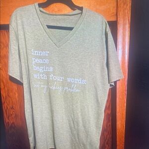 Olive Green Graphic V-Neck T-Shirt